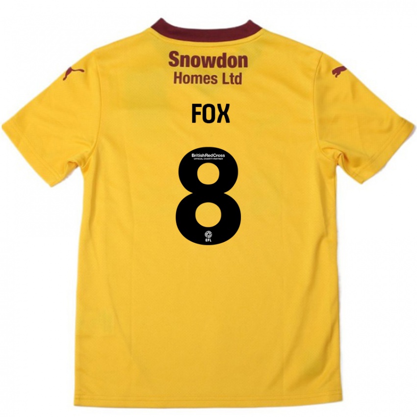 Uomo Maglia Ben Fox #8 Arancione Borgogna Kit Gara Away 2024/25 Maglietta