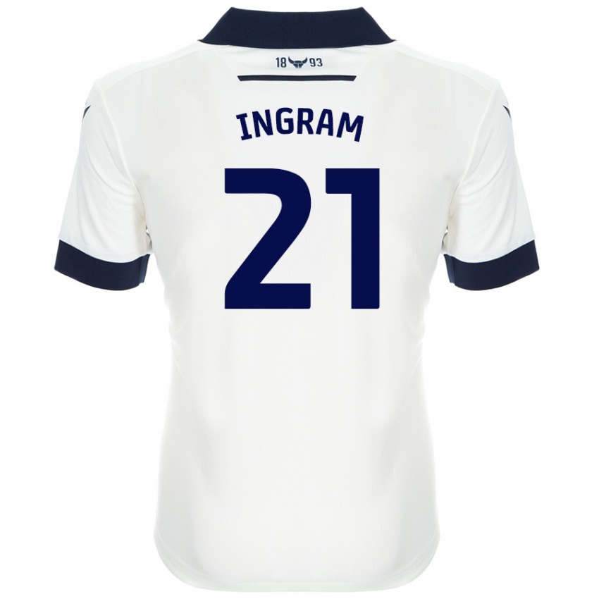 Uomo Maglia Matt Ingram #21 Bianco Blu Navy Kit Gara Away 2024/25 Maglietta