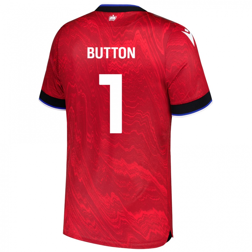 Uomo Maglia David Button #1 Rosso Nero Kit Gara Away 2024/25 Maglietta