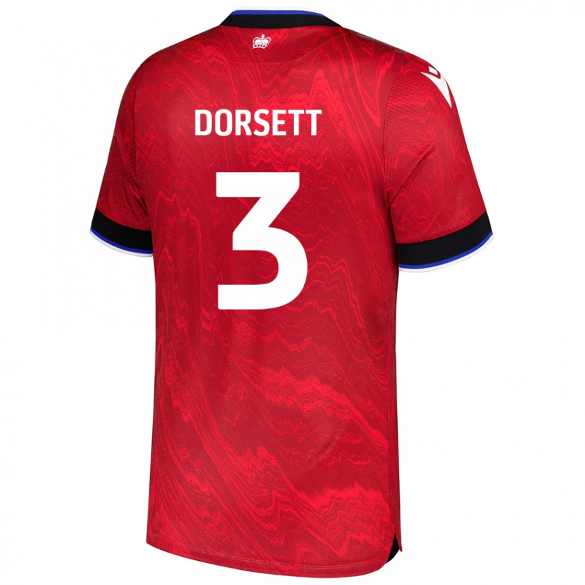 Uomo Maglia Jeriel Dorsett #3 Rosso Nero Kit Gara Away 2024/25 Maglietta