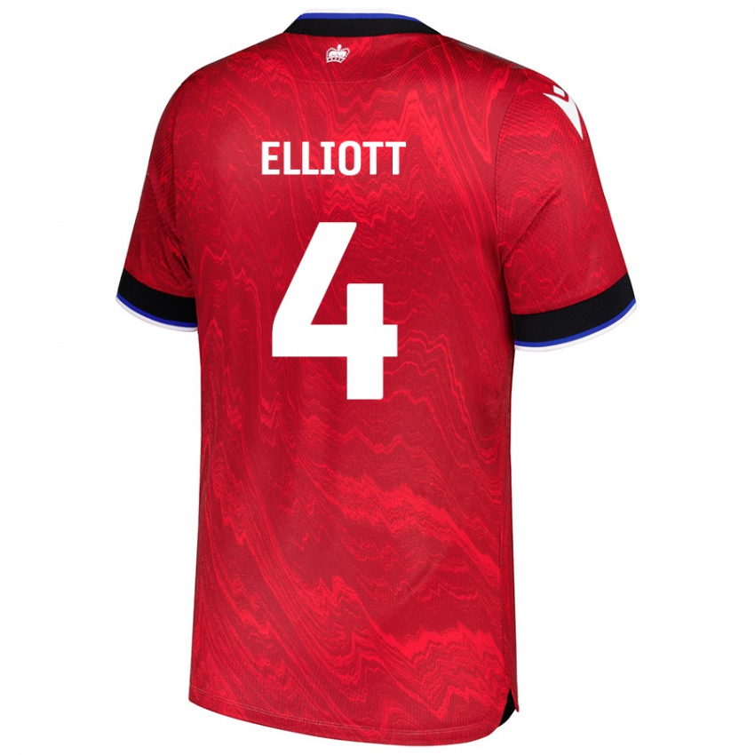 Uomo Maglia Ben Elliott #4 Rosso Nero Kit Gara Away 2024/25 Maglietta