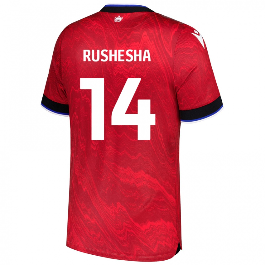 Uomo Maglia Tivonge Rushesha #14 Rosso Nero Kit Gara Away 2024/25 Maglietta