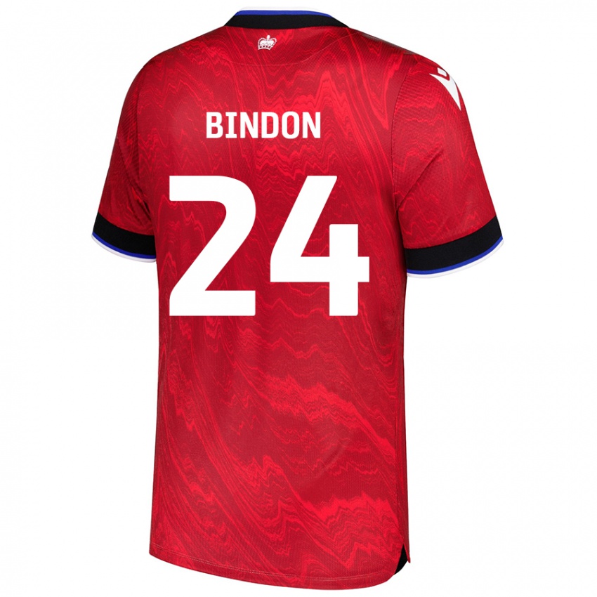 Uomo Maglia Tyler Bindon #24 Rosso Nero Kit Gara Away 2024/25 Maglietta