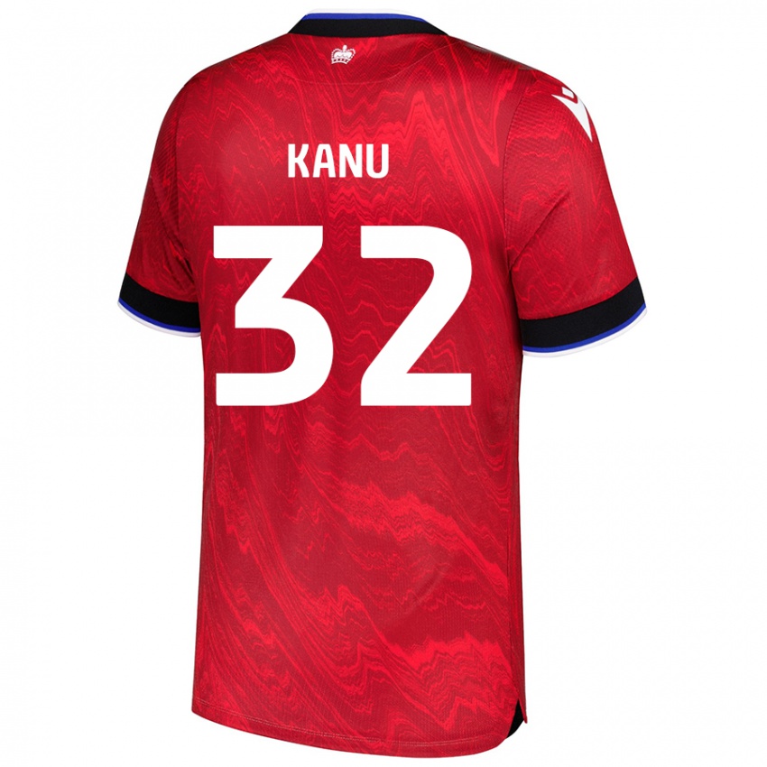 Uomo Maglia Abraham Kanu #32 Rosso Nero Kit Gara Away 2024/25 Maglietta