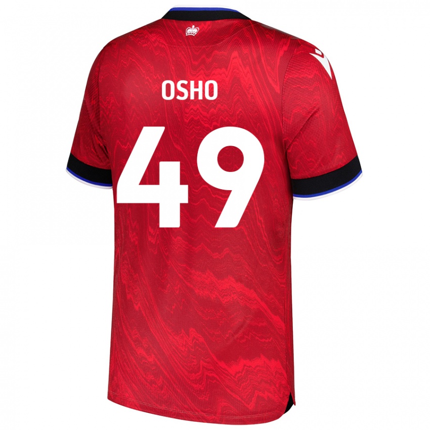 Uomo Maglia Emmanuel Osho #49 Rosso Nero Kit Gara Away 2024/25 Maglietta