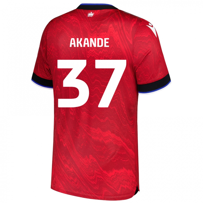 Uomo Maglia Adrian Akande #37 Rosso Nero Kit Gara Away 2024/25 Maglietta