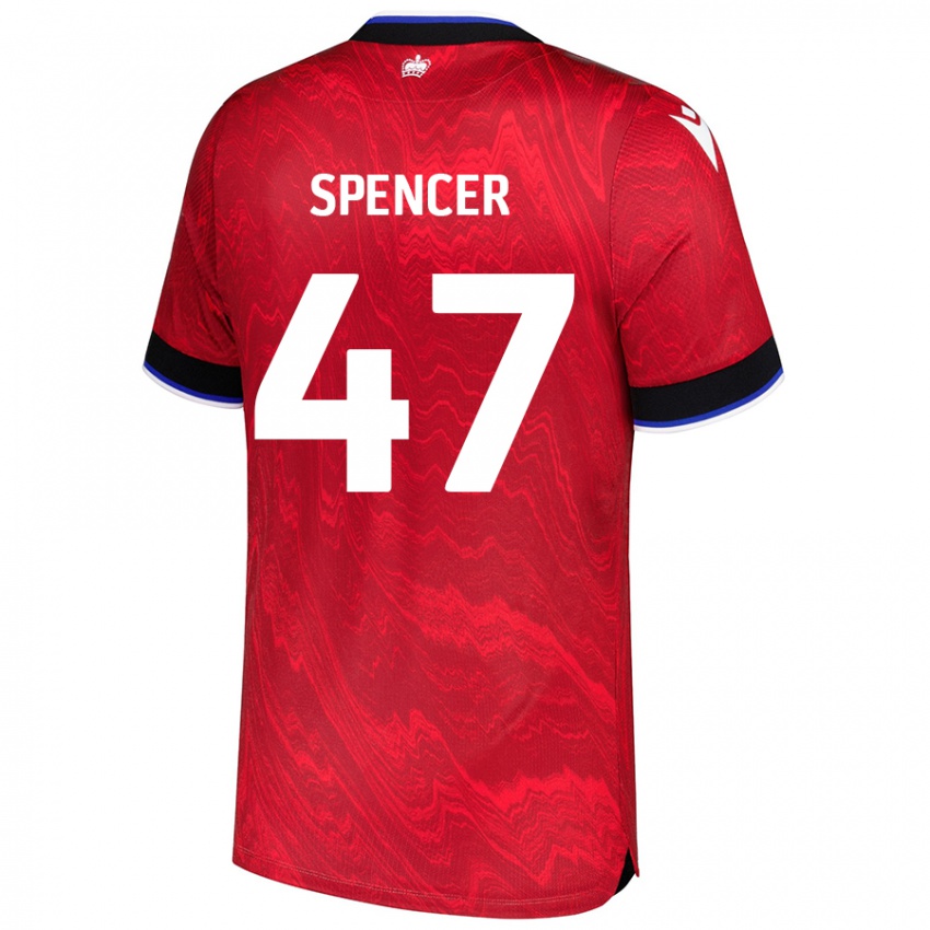 Uomo Maglia Shay Spencer #47 Rosso Nero Kit Gara Away 2024/25 Maglietta