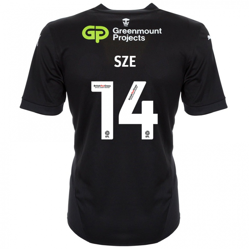 Uomo Maglia Chris Sze #14 Nero Kit Gara Away 2024/25 Maglietta