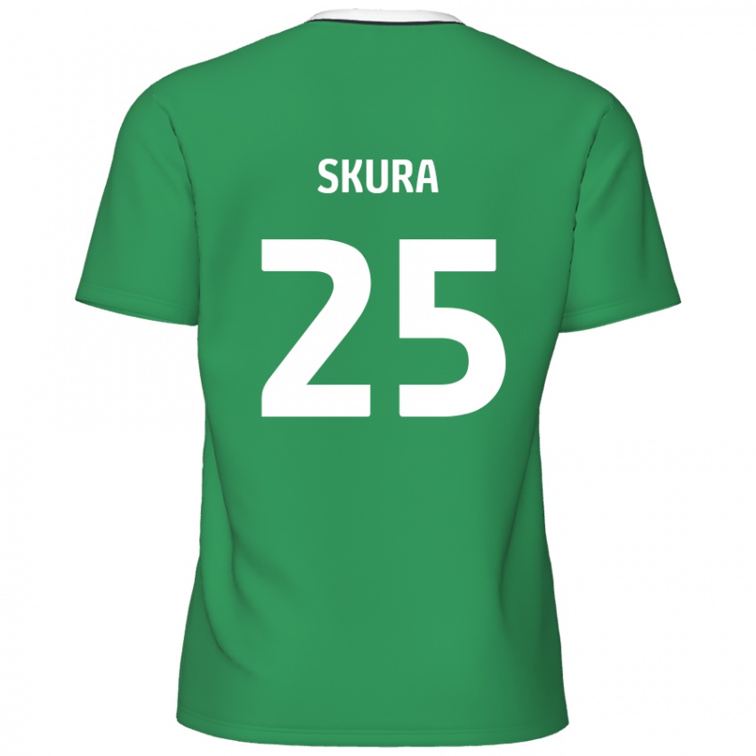 Uomo Maglia Declan Skura #25 Verde Strisce Bianche Kit Gara Away 2024/25 Maglietta