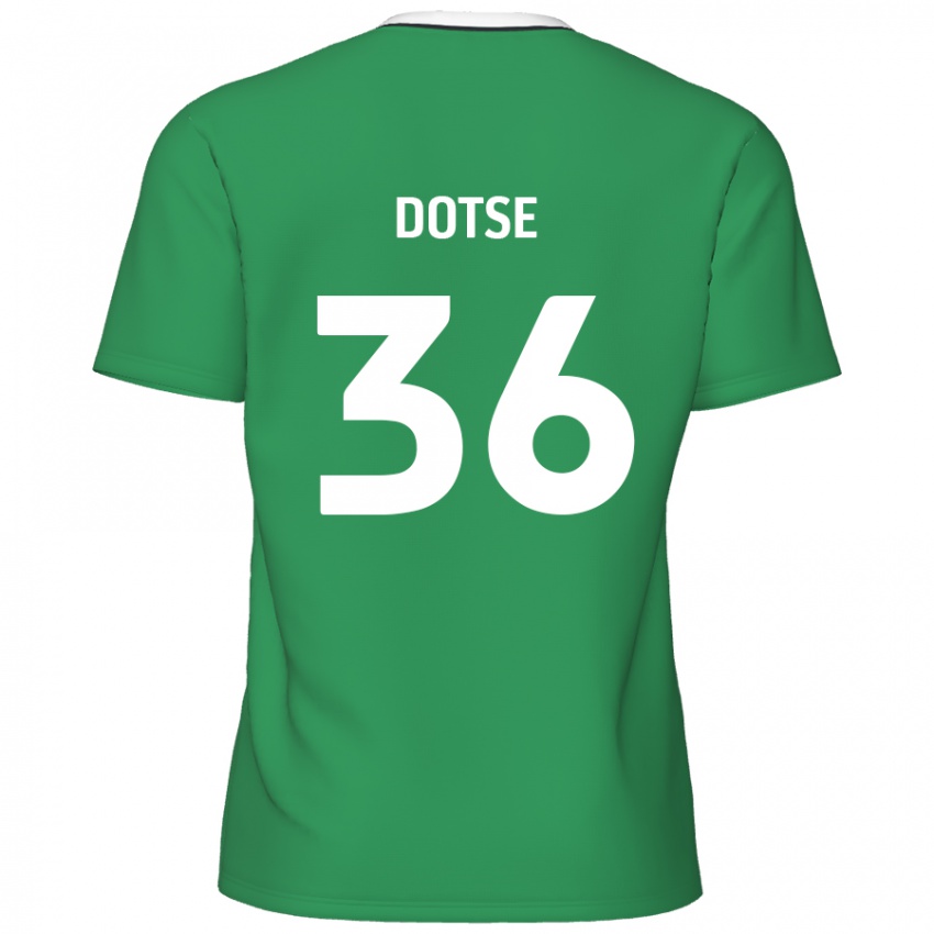 Uomo Maglia Jahiem Dotse #36 Verde Strisce Bianche Kit Gara Away 2024/25 Maglietta