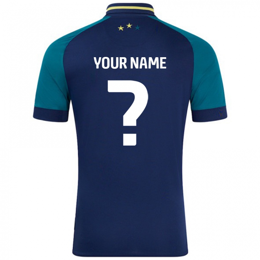 Uomo Maglia Il Tuo Nome #0 Blu Navy Verde Scuro Kit Gara Away 2024/25 Maglietta