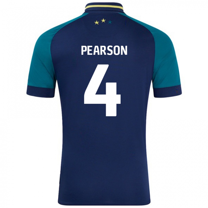 Uomo Maglia Matty Pearson #4 Blu Navy Verde Scuro Kit Gara Away 2024/25 Maglietta