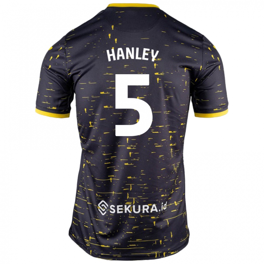 Uomo Maglia Grant Hanley #5 Nero Giallo Kit Gara Away 2024/25 Maglietta