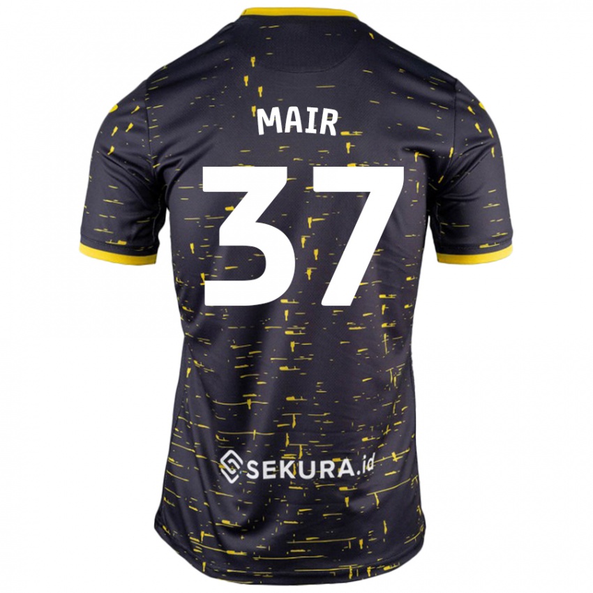 Uomo Maglia Archie Mair #37 Nero Giallo Kit Gara Away 2024/25 Maglietta