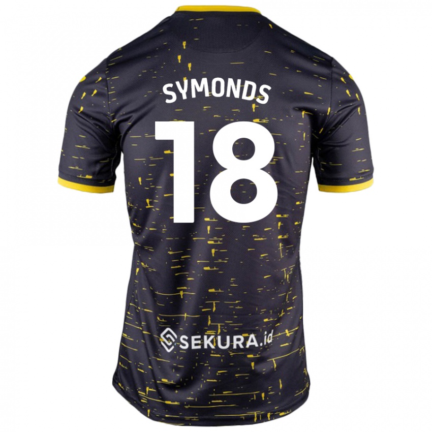 Uomo Maglia Freya Symonds #18 Nero Giallo Kit Gara Away 2024/25 Maglietta