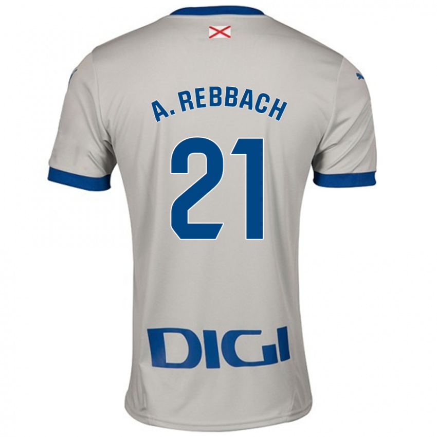 Uomo Maglia Abde Rebbach #21 Grigio Chiaro Kit Gara Away 2024/25 Maglietta