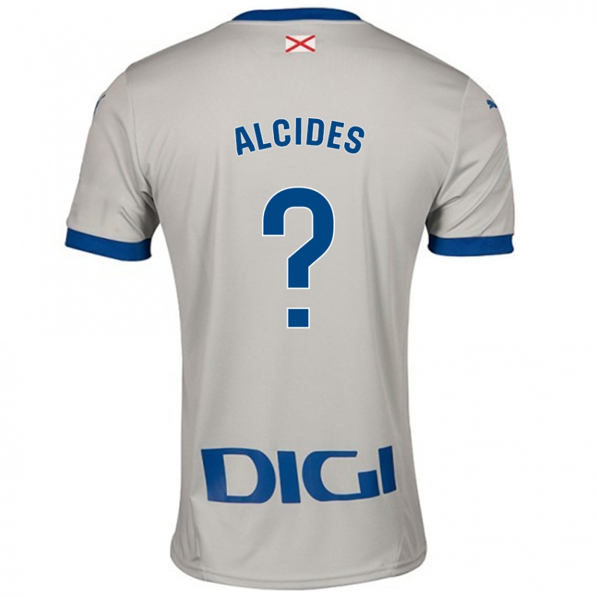 Uomo Maglia Diego Alcides #0 Grigio Chiaro Kit Gara Away 2024/25 Maglietta