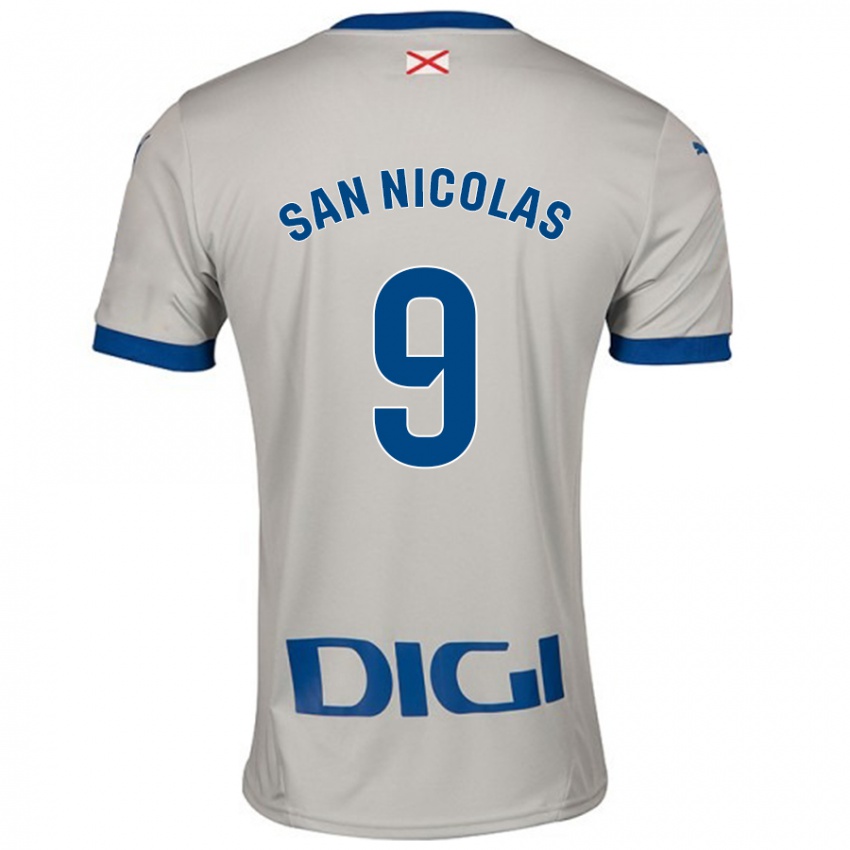 Uomo Maglia Olga San Nicolás #9 Grigio Chiaro Kit Gara Away 2024/25 Maglietta