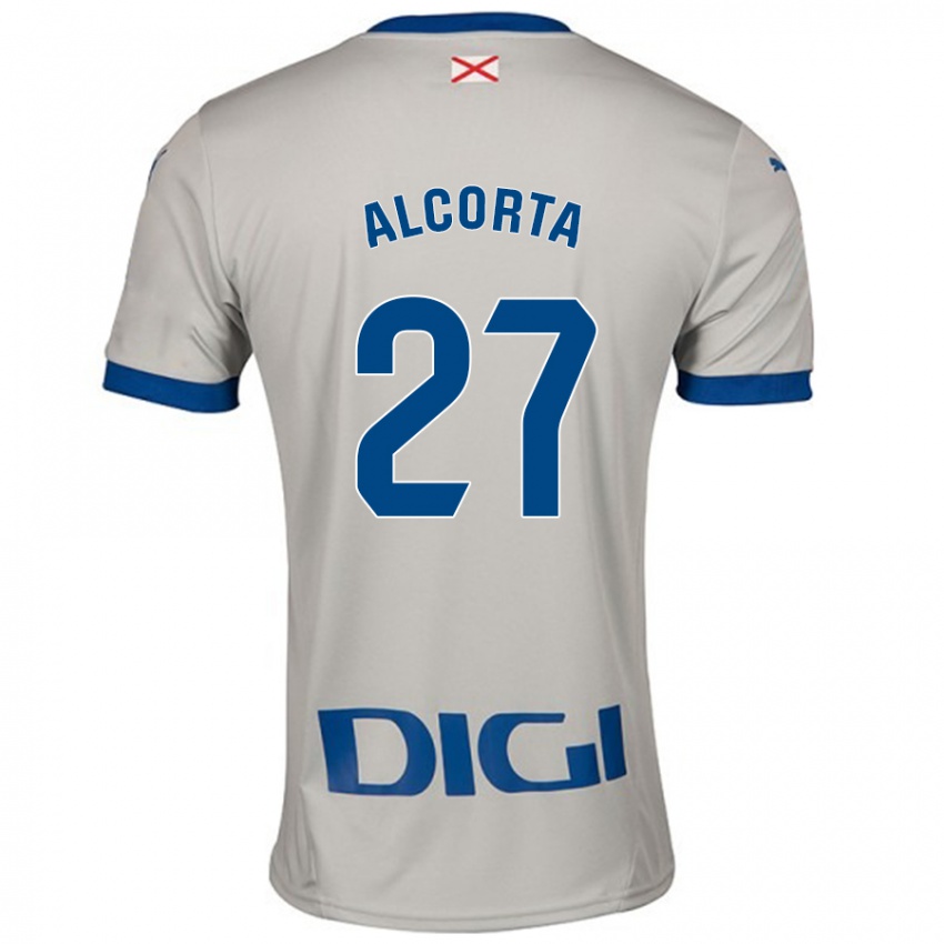 Uomo Maglia Alaitz Alcorta #27 Grigio Chiaro Kit Gara Away 2024/25 Maglietta