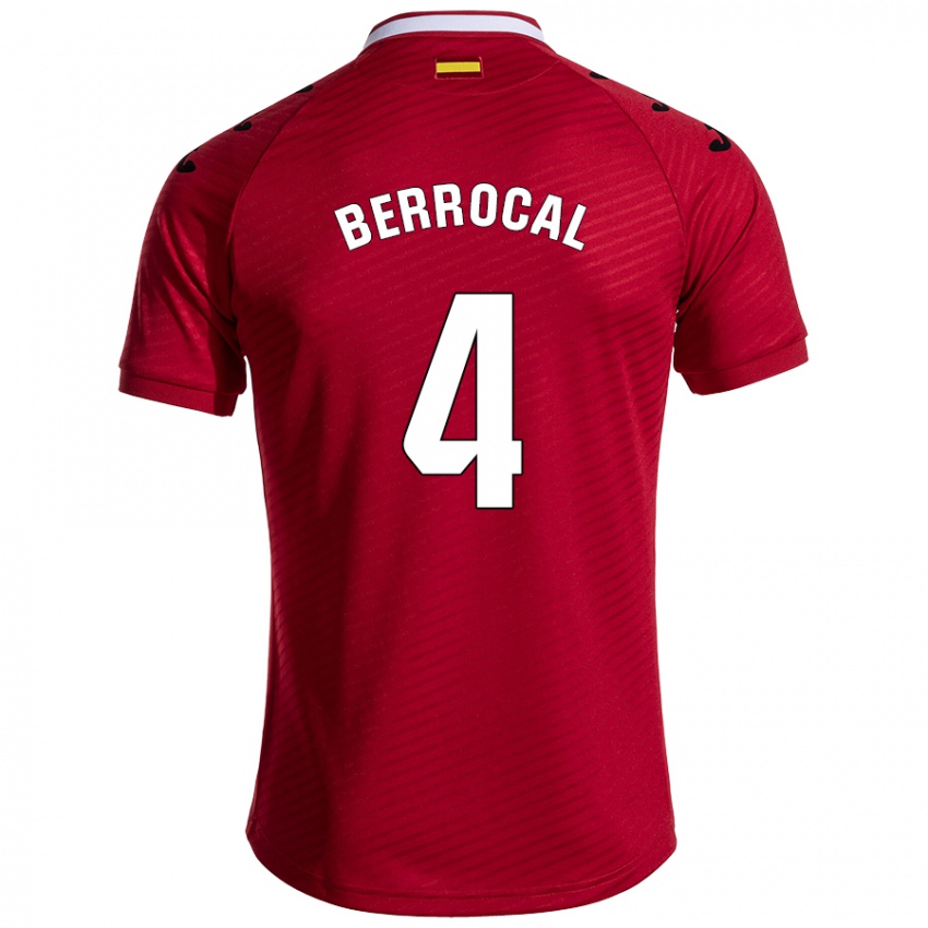 Uomo Maglia Juan Berrocal #4 Rosso Scuro Kit Gara Away 2024/25 Maglietta