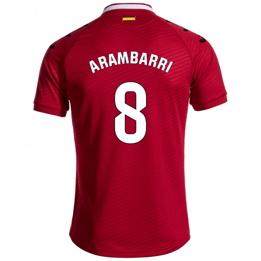 Uomo Maglia Mauro Arambarri #8 Rosso Scuro Kit Gara Away 2024/25 Maglietta