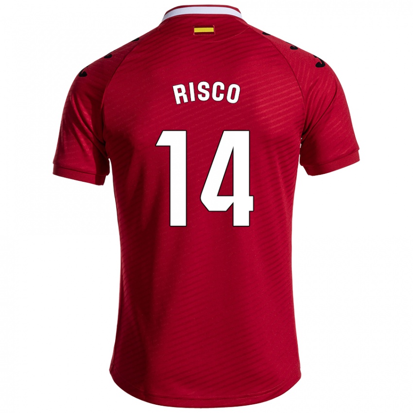 Uomo Maglia Alberto Risco #14 Rosso Scuro Kit Gara Away 2024/25 Maglietta