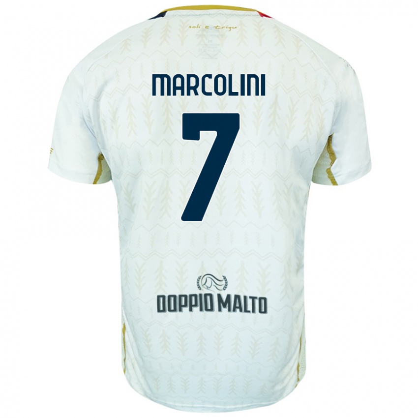 Uomo Maglia Diego Marcolini #7 Bianco Kit Gara Away 2024/25 Maglietta