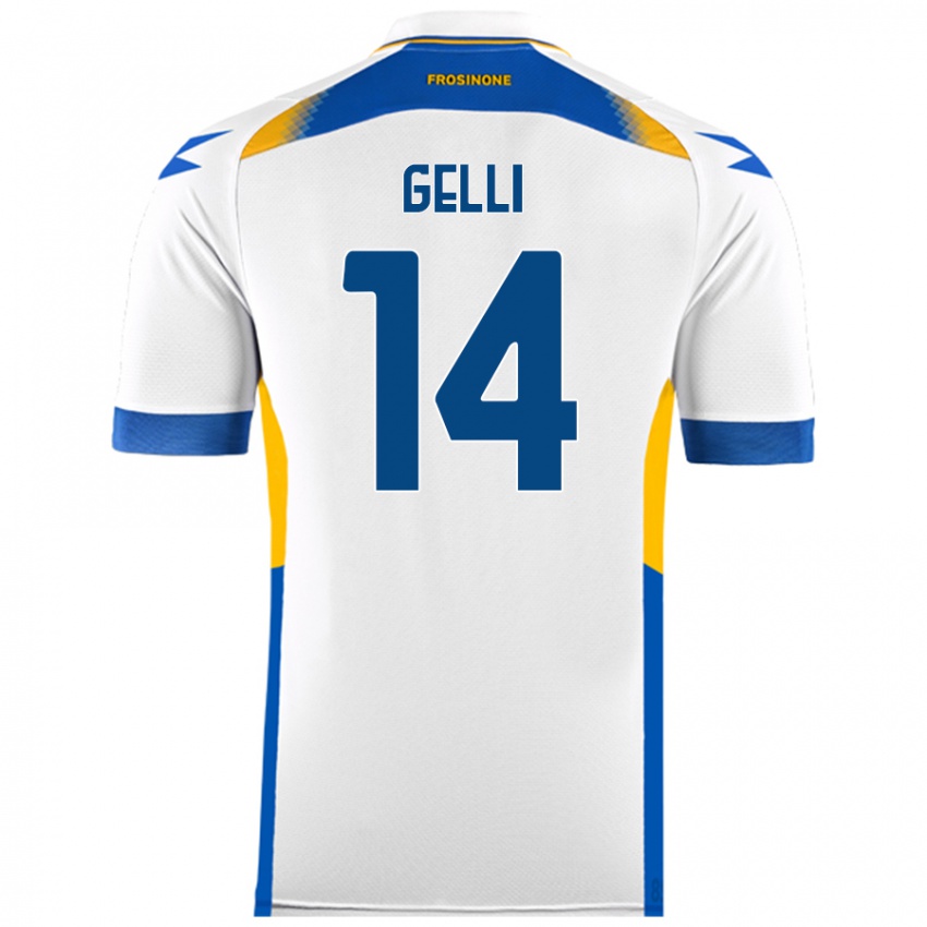 Uomo Maglia Francesco Gelli #14 Bianco Kit Gara Away 2024/25 Maglietta