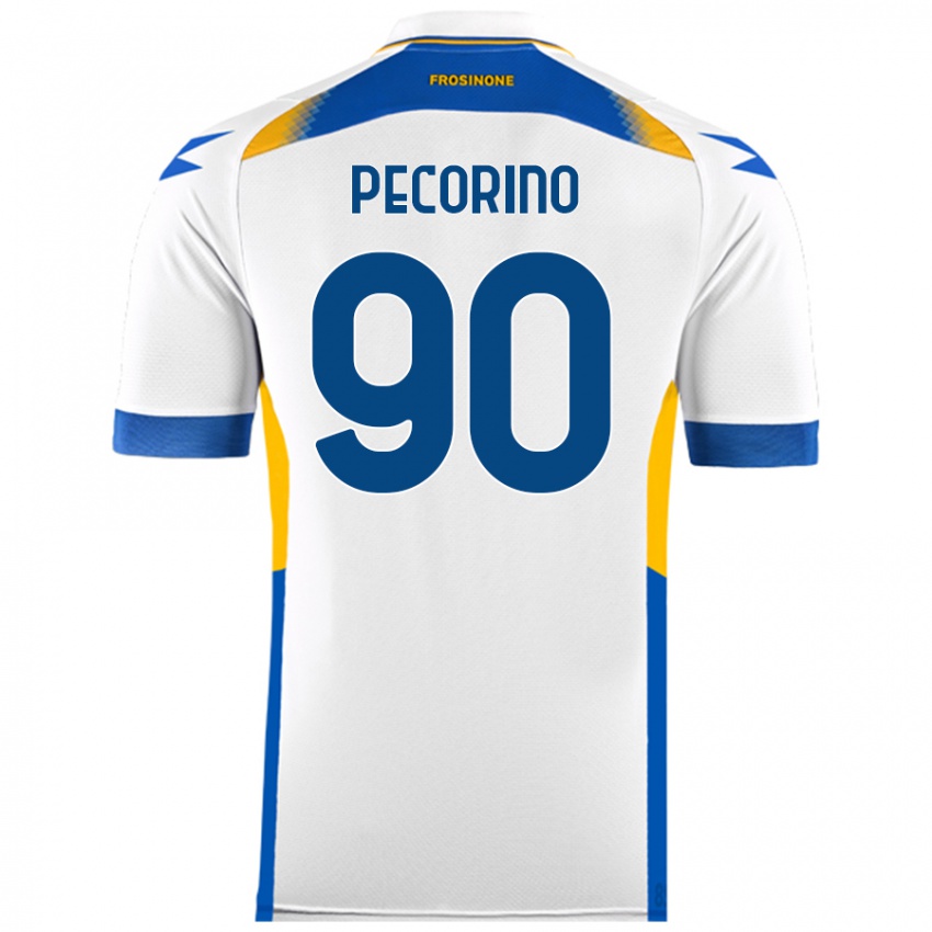 Uomo Maglia Emanuele Pecorino #90 Bianco Kit Gara Away 2024/25 Maglietta