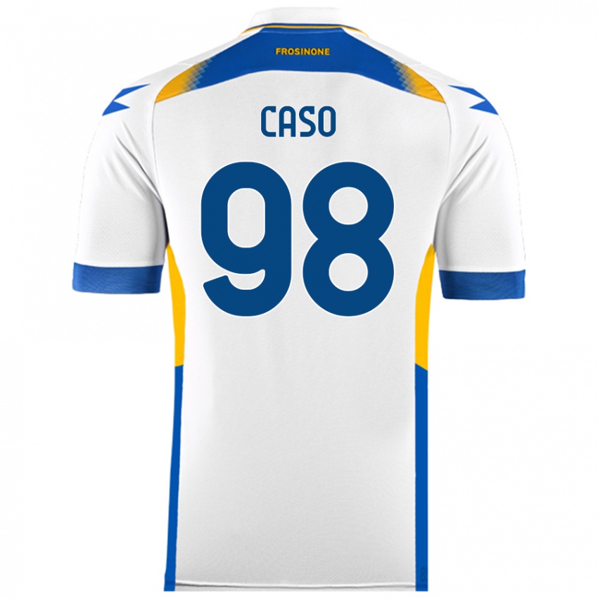 Uomo Maglia Giuseppe Caso #98 Bianco Kit Gara Away 2024/25 Maglietta