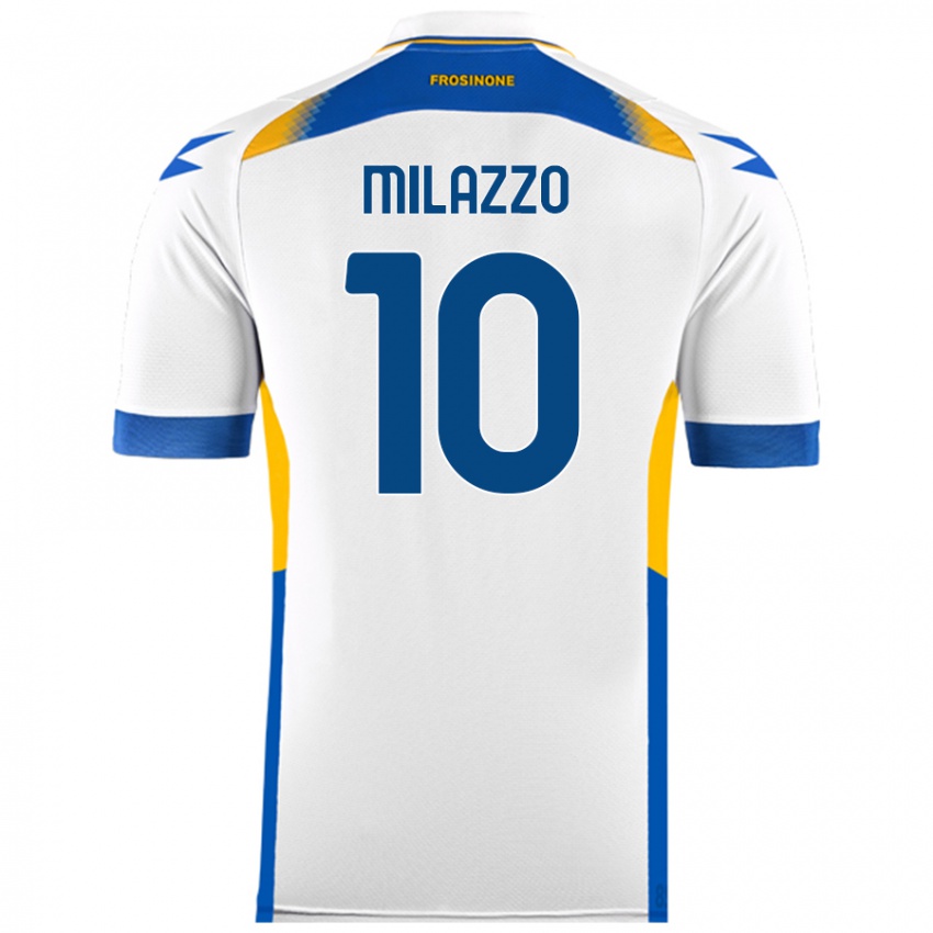 Uomo Maglia Simone Milazzo #10 Bianco Kit Gara Away 2024/25 Maglietta