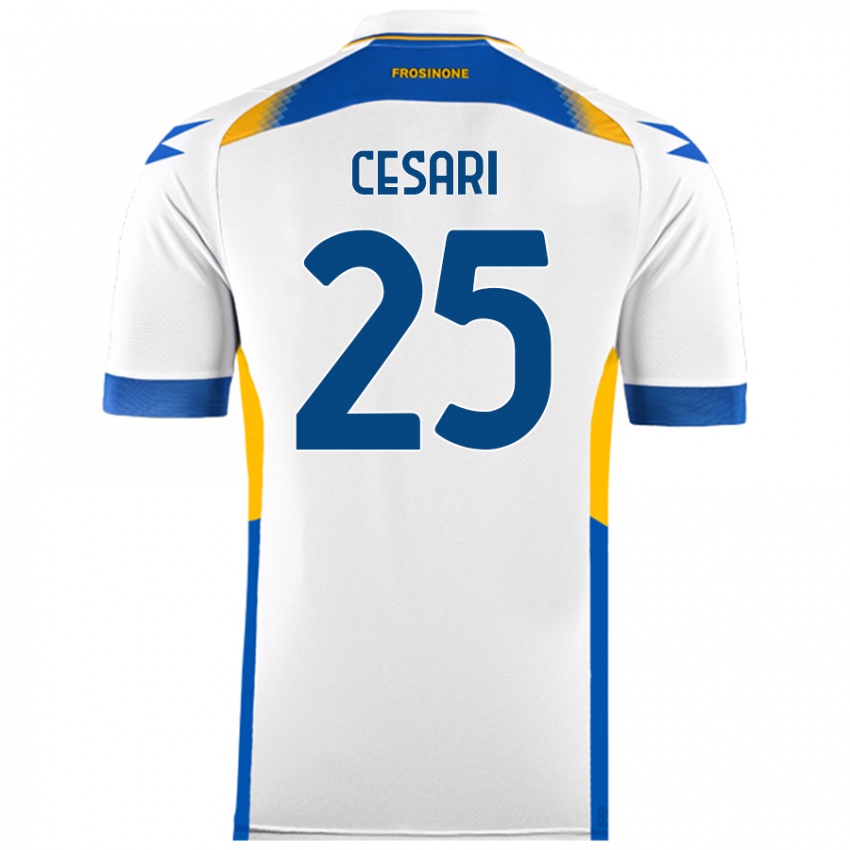 Uomo Maglia Nicolò Cesari #25 Bianco Kit Gara Away 2024/25 Maglietta