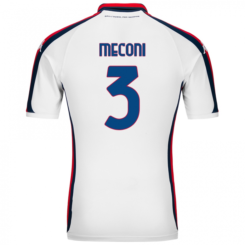 Uomo Maglia Edoardo Meconi #3 Bianco Kit Gara Away 2024/25 Maglietta