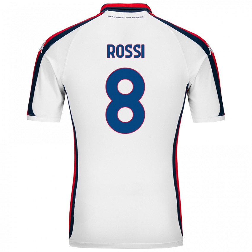 Uomo Maglia Gianluca Rossi #8 Bianco Kit Gara Away 2024/25 Maglietta