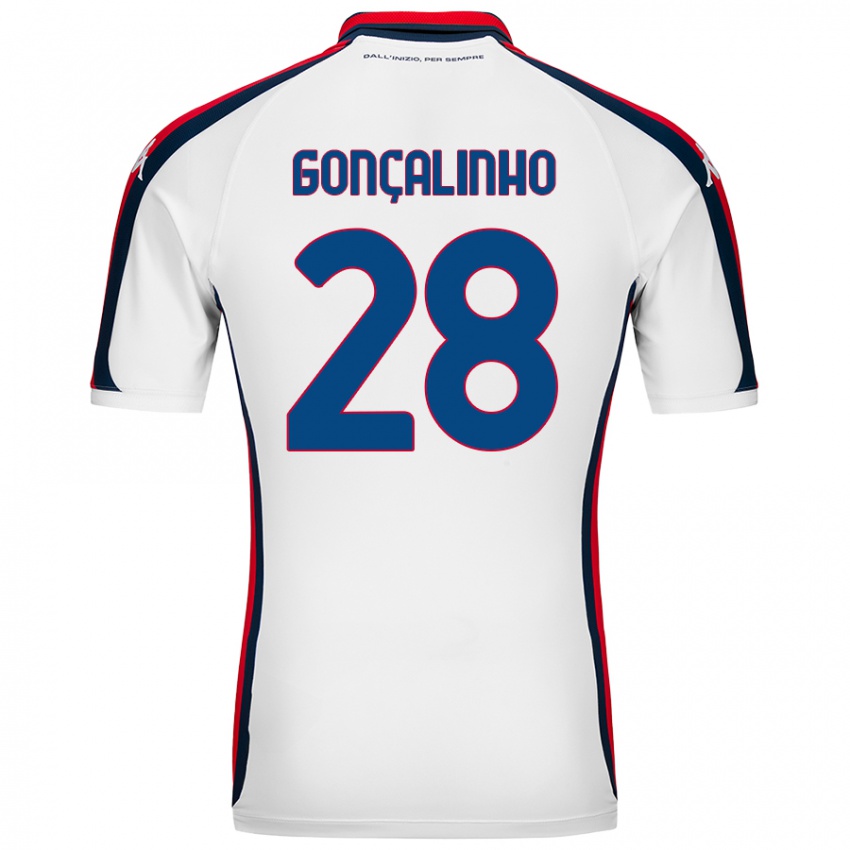 Uomo Maglia João Gonçalinho #28 Bianco Kit Gara Away 2024/25 Maglietta