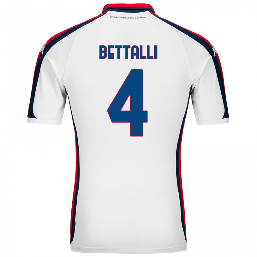 Uomo Maglia Giorgia Bettalli #4 Bianco Kit Gara Away 2024/25 Maglietta