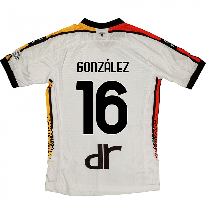 Uomo Maglia Joan González #16 Bianco Nero Kit Gara Away 2024/25 Maglietta