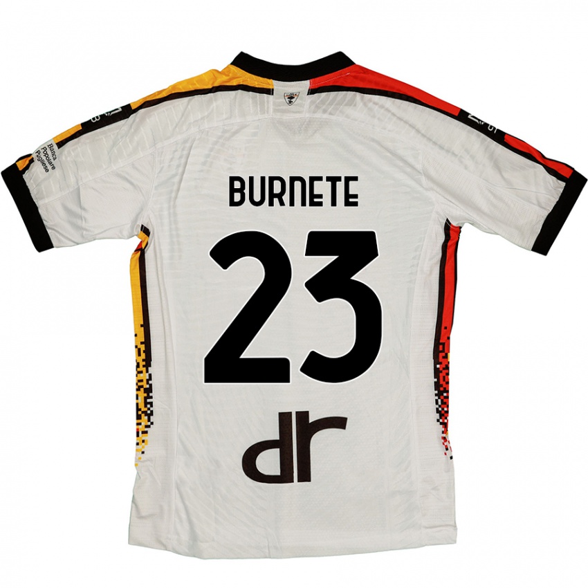 Uomo Maglia Rareș Burnete #23 Bianco Nero Kit Gara Away 2024/25 Maglietta