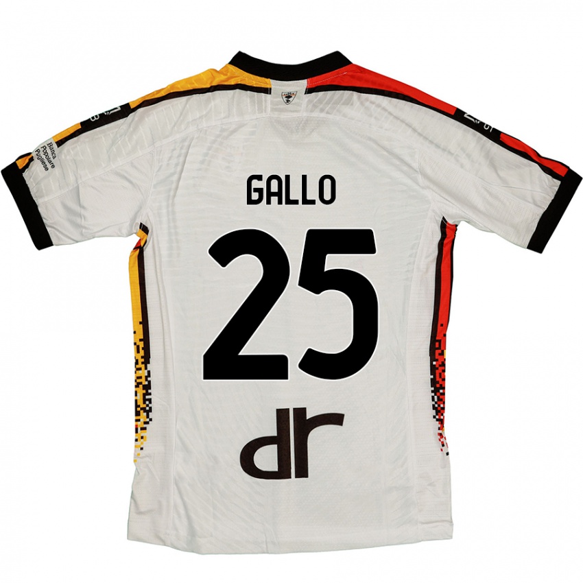 Uomo Maglia Antonino Gallo #25 Bianco Nero Kit Gara Away 2024/25 Maglietta