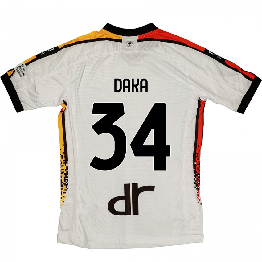 Uomo Maglia Dario Daka #34 Bianco Nero Kit Gara Away 2024/25 Maglietta