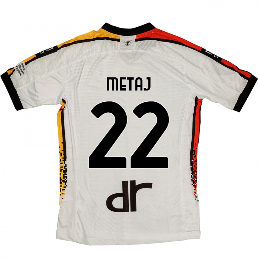 Uomo Maglia Dejvi Metaj #22 Bianco Nero Kit Gara Away 2024/25 Maglietta