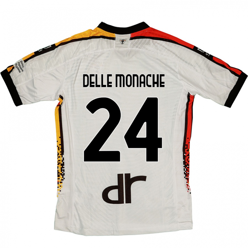 Uomo Maglia Marco Delle Monache #24 Bianco Nero Kit Gara Away 2024/25 Maglietta