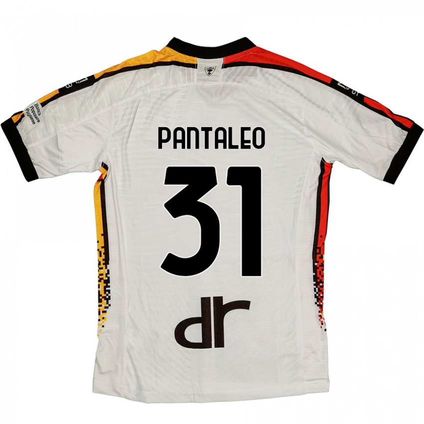 Uomo Maglia Dario Pantaleo #31 Bianco Nero Kit Gara Away 2024/25 Maglietta