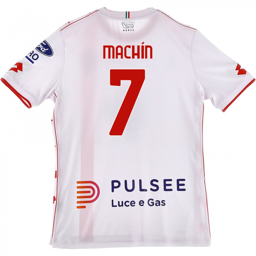 Uomo Maglia José Machín #7 Bianco Rosso Kit Gara Away 2024/25 Maglietta