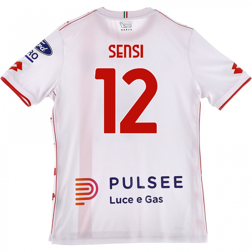 Uomo Maglia Stefano Sensi #12 Bianco Rosso Kit Gara Away 2024/25 Maglietta