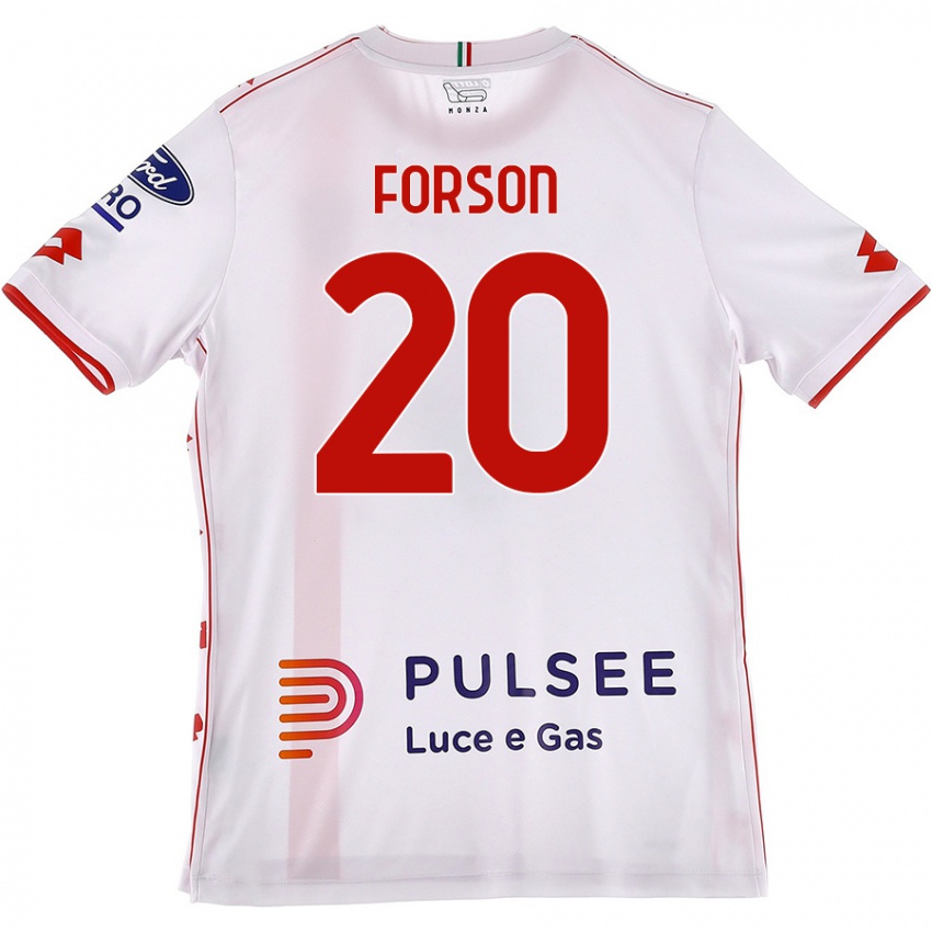 Uomo Maglia Omari Forson #20 Bianco Rosso Kit Gara Away 2024/25 Maglietta