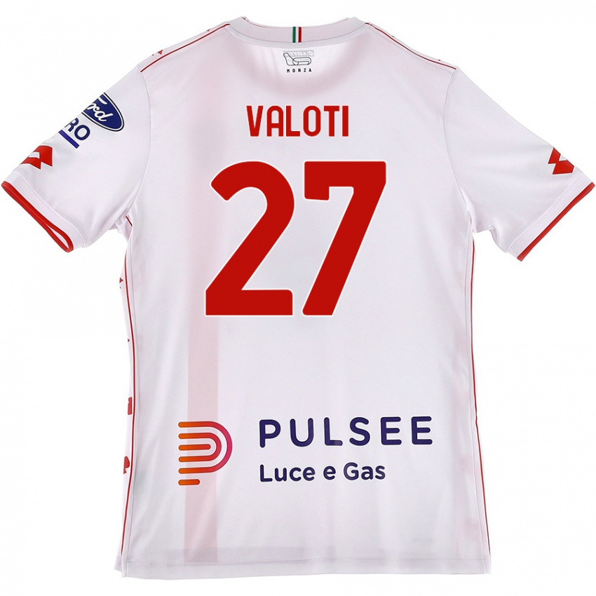 Uomo Maglia Mattia Valoti #27 Bianco Rosso Kit Gara Away 2024/25 Maglietta