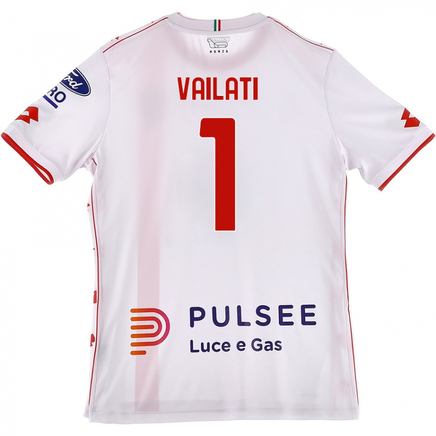 Uomo Maglia Andrea Vailati #1 Bianco Rosso Kit Gara Away 2024/25 Maglietta