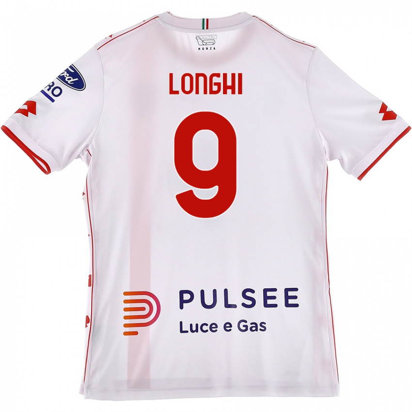 Uomo Maglia Jordan Longhi #9 Bianco Rosso Kit Gara Away 2024/25 Maglietta