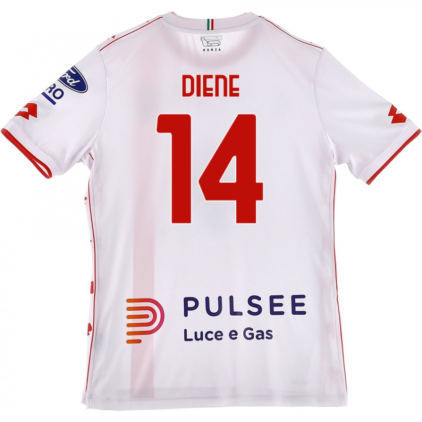 Uomo Maglia Abdou Diene #14 Bianco Rosso Kit Gara Away 2024/25 Maglietta